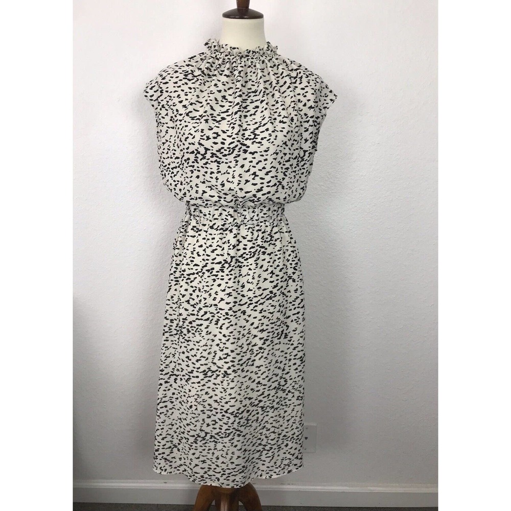 Banana Republic Multicolor Print Ruffled Neck Fit Flare Dress